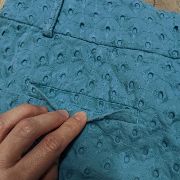 Loft Ann Taylor Teal Eyelet Shorts size 2 - Picture 2 of 8